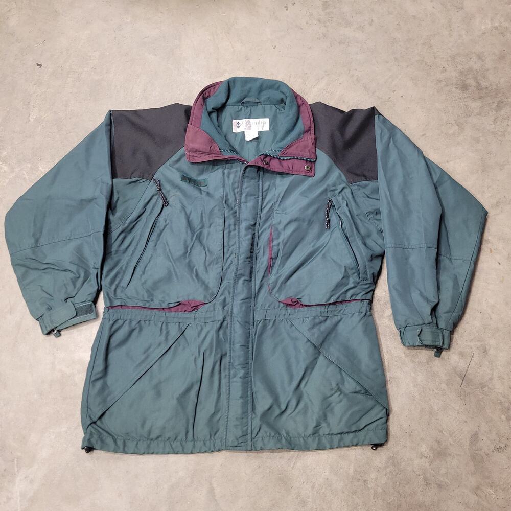 Columbia Jacket Men's Medium Green Windbreaker Full Zip Outdoor Hiking